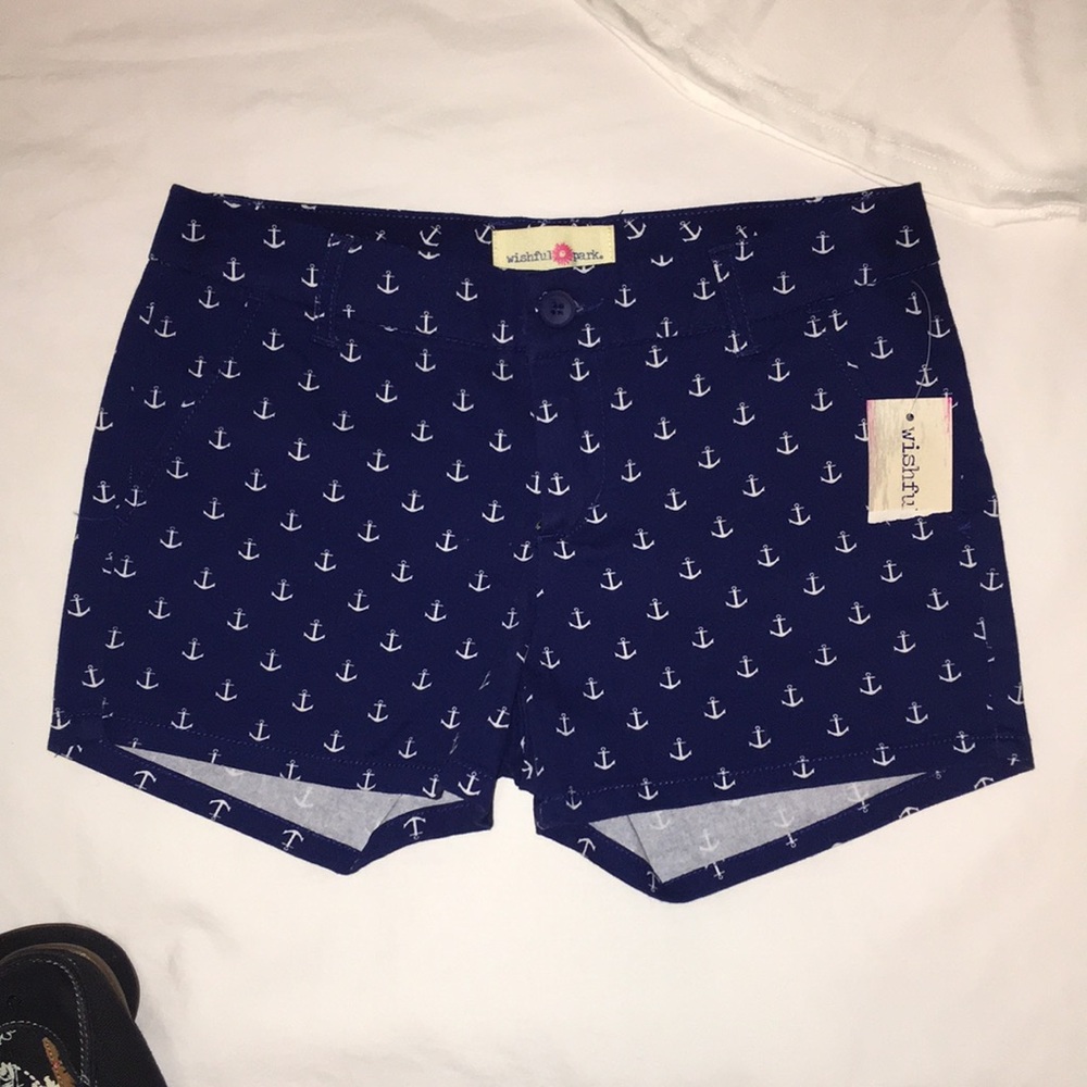 Wishful Park Nautical Navy Blue w/ White Anchors 1